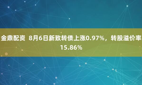 金鼎配资  8月6日新致转债上涨0.97%，转股溢价率15.86%